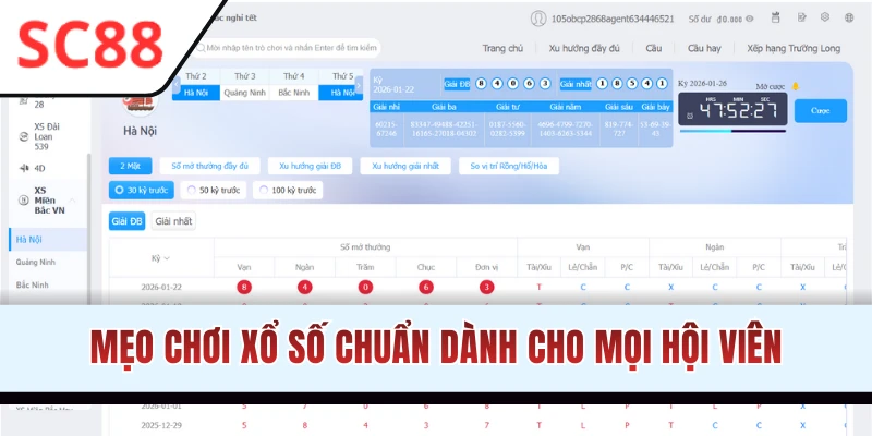 Kinh nghiệm đặt cược xổ số SC88 hiệu quả